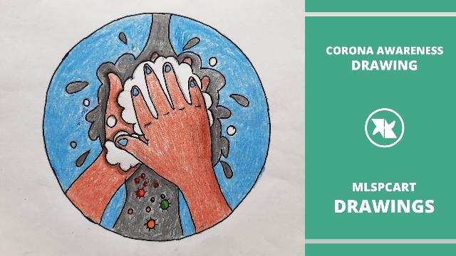 Coronavirus Awareness Poster Drawing | How to Draw Poster of Hand Washing Saves Lives from COVID-19